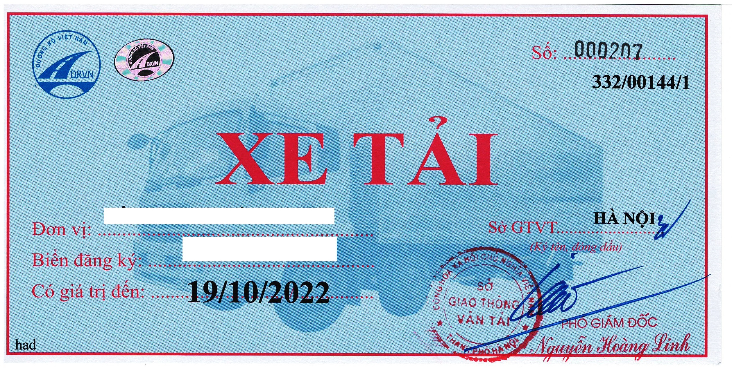 dịch vụ làm phù hiệu xe tải hà tĩnh