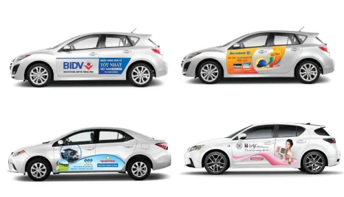 Quảng cáo trên xe hơi đang chạy dịch vụ uber hoặc grab tại Hà Nội và Tp.Hcm.